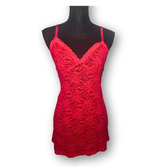 Sexy Red Size Large Floral Lace Whimsygoth Coquette Babydoll Lingerie Mini Dress - Picture 2 of 7